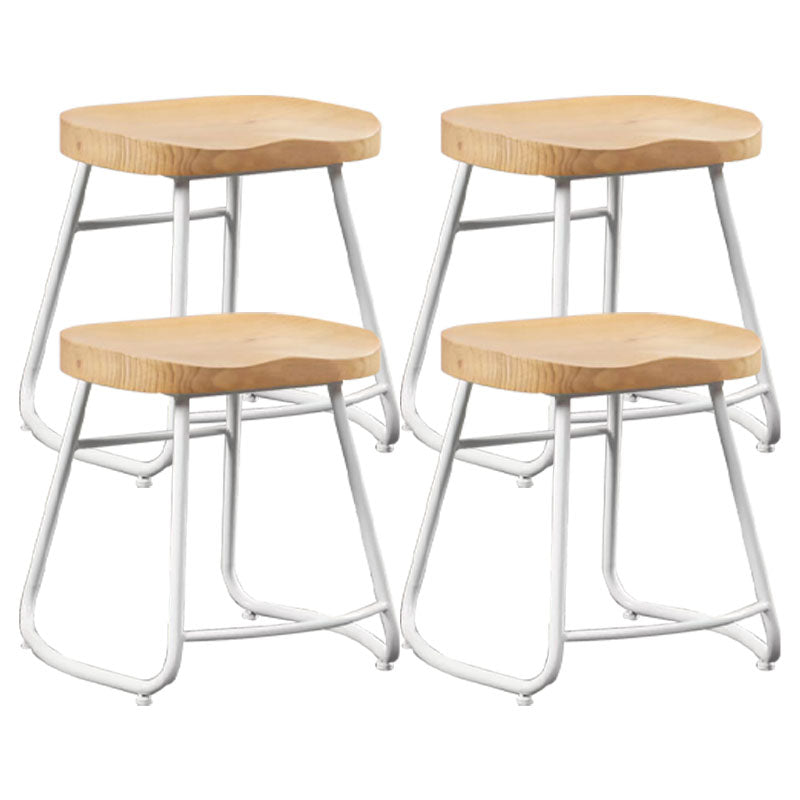 Industrial Style Bar-stool with Sled Round Saddle Seat Counter Stool for Kitchen White 4 Piece Set Short Stool(18"H) Clearhalo 'Bar Furniture' 'Bar Stools' 'bar_stools' 'furn' 'furn_bar_stools' 'furniture_bar_stools' 'Kitchen & Dining Furniture' 'kitchen&dining_furn' 'kitchen' 'kitchen_furn' Furniture' 4422995