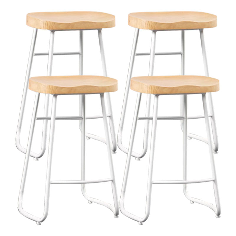 Industrial Style Bar-stool with Sled Round Saddle Seat Counter Stool for Kitchen White 4 Piece Set Counter Stool(26"H) Clearhalo 'Bar Furniture' 'Bar Stools' 'bar_stools' 'furn' 'furn_bar_stools' 'furniture_bar_stools' 'Kitchen & Dining Furniture' 'kitchen&dining_furn' 'kitchen' 'kitchen_furn' Furniture' 4422996