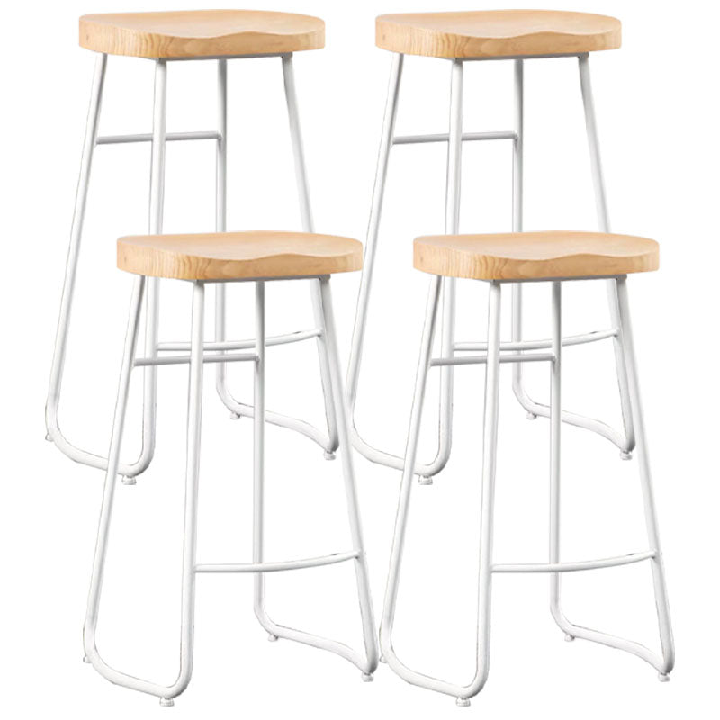Industrial Style Bar-stool with Sled Round Saddle Seat Counter Stool for Kitchen White 4 Piece Set Bar Stool(30"H) Clearhalo 'Bar Furniture' 'Bar Stools' 'bar_stools' 'furn' 'furn_bar_stools' 'furniture_bar_stools' 'Kitchen & Dining Furniture' 'kitchen&dining_furn' 'kitchen' 'kitchen_furn' Furniture' 4422997