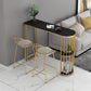 Modern Storage Stone Counter Height Table Double Pedestal Pub Height Dining Table Black-Gold Without Chairs Clearhalo 'Bar Furniture' 'Bar Tables' 'bar_tables' 'furn' 'furn_bar_tables' 'Furniture' 'furniture_bar_tables' 'Kitchen & Dining Furniture' 4423003
