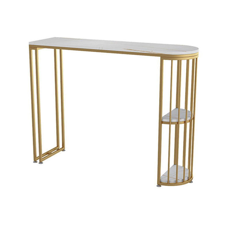 Modern Storage Stone Counter Height Table Double Pedestal Pub Height Dining Table Clearhalo 'Bar Furniture' 'Bar Tables' 'bar_tables' 'furn' 'furn_bar_tables' 'Furniture' 'furniture_bar_tables' 'Kitchen & Dining Furniture' 4423005