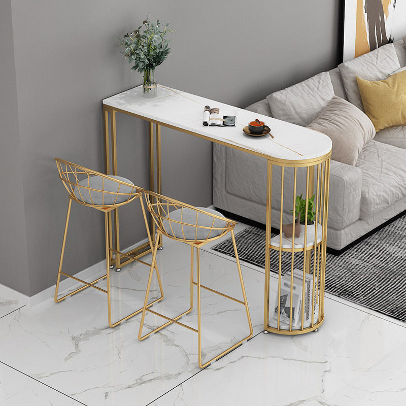 Modern Storage Stone Counter Height Table Double Pedestal Pub Height Dining Table Clearhalo 'Bar Furniture' 'Bar Tables' 'bar_tables' 'furn' 'furn_bar_tables' 'Furniture' 'furniture_bar_tables' 'Kitchen & Dining Furniture' 4423010