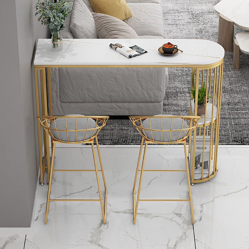 Modern Storage Stone Counter Height Table Double Pedestal Pub Height Dining Table Clearhalo 'Bar Furniture' 'Bar Tables' 'bar_tables' 'furn' 'furn_bar_tables' 'Furniture' 'furniture_bar_tables' 'Kitchen & Dining Furniture' 4423012