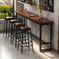 Rectangle Brown Indoor Event and Cocktail Table Trestle Wood Bar Height Pub Table 86.6"L x 15.7"W x 41.3"H Without Chairs Clearhalo 'Bar Furniture' 'Bar Tables' 'bar_tables' 'furn' 'furn_bar_tables' 'Furniture' 'furniture_bar_tables' 'Kitchen & Dining Furniture' 4423035