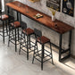 Rectangle Brown Indoor Event and Cocktail Table Trestle Wood Bar Height Pub Table 86.6"L x 19.7"W x 41.3"H Without Chairs Clearhalo 'Bar Furniture' 'Bar Tables' 'bar_tables' 'furn' 'furn_bar_tables' 'Furniture' 'furniture_bar_tables' 'Kitchen & Dining Furniture' 4423036