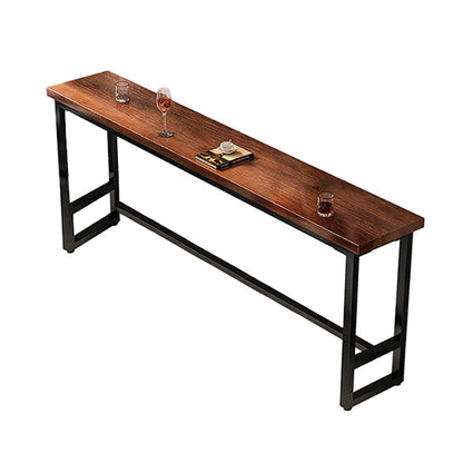 Rectangle Brown Indoor Event and Cocktail Table Trestle Wood Bar Height Pub Table Without Chairs Clearhalo 'Bar Furniture' 'Bar Tables' 'bar_tables' 'furn' 'furn_bar_tables' 'Furniture' 'furniture_bar_tables' 'Kitchen & Dining Furniture' 4423038