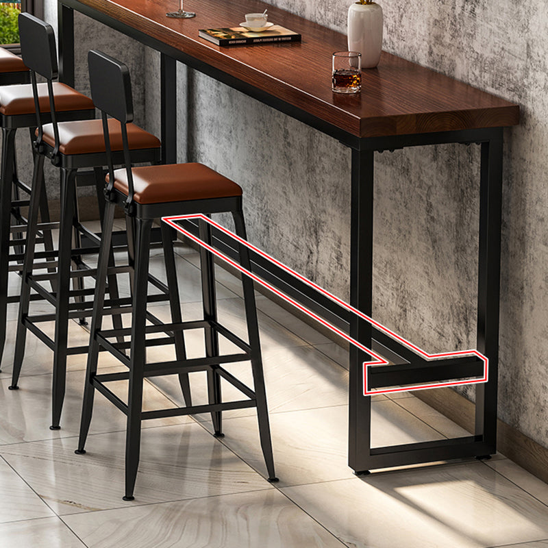 Rectangle Brown Indoor Event and Cocktail Table Trestle Wood Bar Height Pub Table Clearhalo 'Bar Furniture' 'Bar Tables' 'bar_tables' 'furn' 'furn_bar_tables' 'Furniture' 'furniture_bar_tables' 'Kitchen & Dining Furniture' 4423039