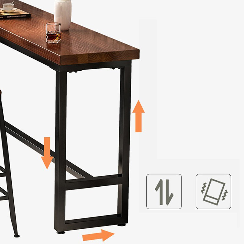 Rectangle Brown Indoor Event and Cocktail Table Trestle Wood Bar Height Pub Table Clearhalo 'Bar Furniture' 'Bar Tables' 'bar_tables' 'furn' 'furn_bar_tables' 'Furniture' 'furniture_bar_tables' 'Kitchen & Dining Furniture' 4423040