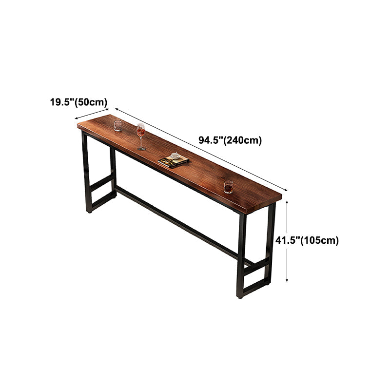 Rectangle Brown Indoor Event and Cocktail Table Trestle Wood Bar Height Pub Table Clearhalo 'Bar Furniture' 'Bar Tables' 'bar_tables' 'furn' 'furn_bar_tables' 'Furniture' 'furniture_bar_tables' 'Kitchen & Dining Furniture' 4423059