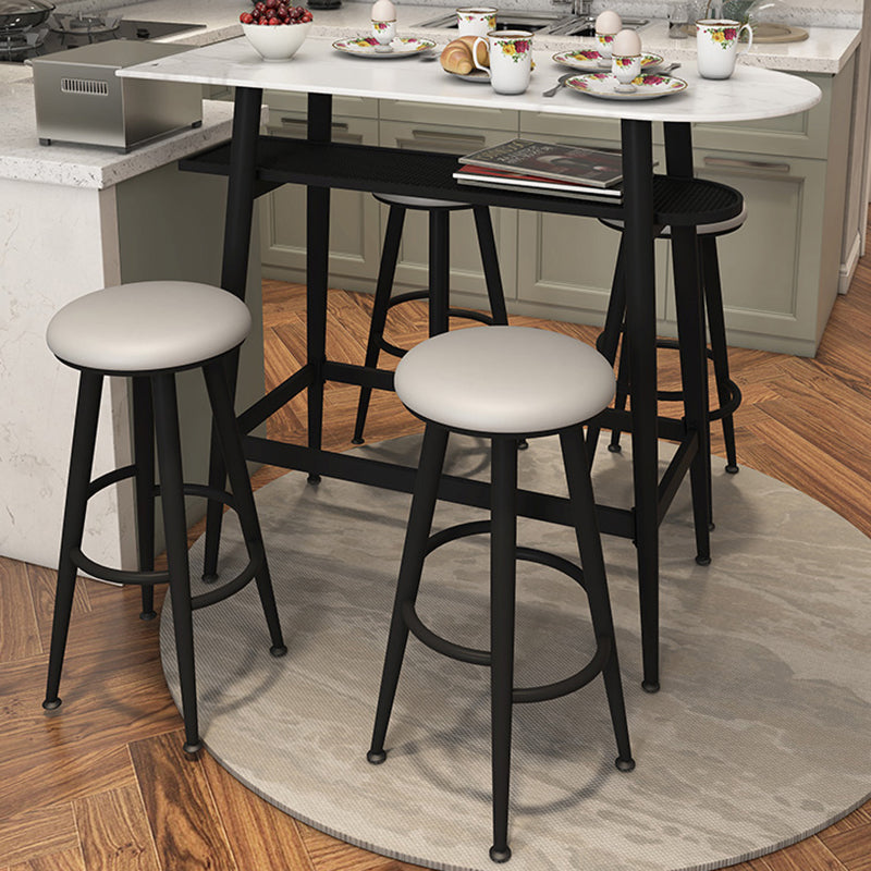 Dining Room Stone Top Counter Table Metal 4 Legs Glam Style Bar Table, Only Table Black-White Without Chairs Clearhalo 'Bar Furniture' 'Bar Tables' 'bar_tables' 'furn' 'furn_bar_tables' 'Furniture' 'furniture_bar_tables' 'Kitchen & Dining Furniture' 4423083
