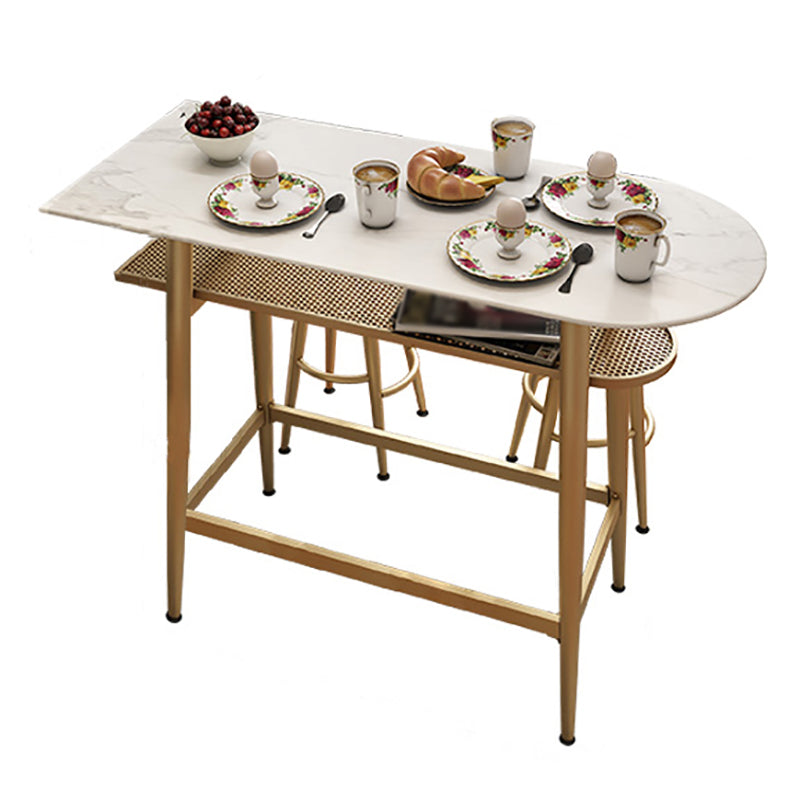 Dining Room Stone Top Counter Table Metal 4 Legs Glam Style Bar Table, Only Table Clearhalo 'Bar Furniture' 'Bar Tables' 'bar_tables' 'furn' 'furn_bar_tables' 'Furniture' 'furniture_bar_tables' 'Kitchen & Dining Furniture' 4423085