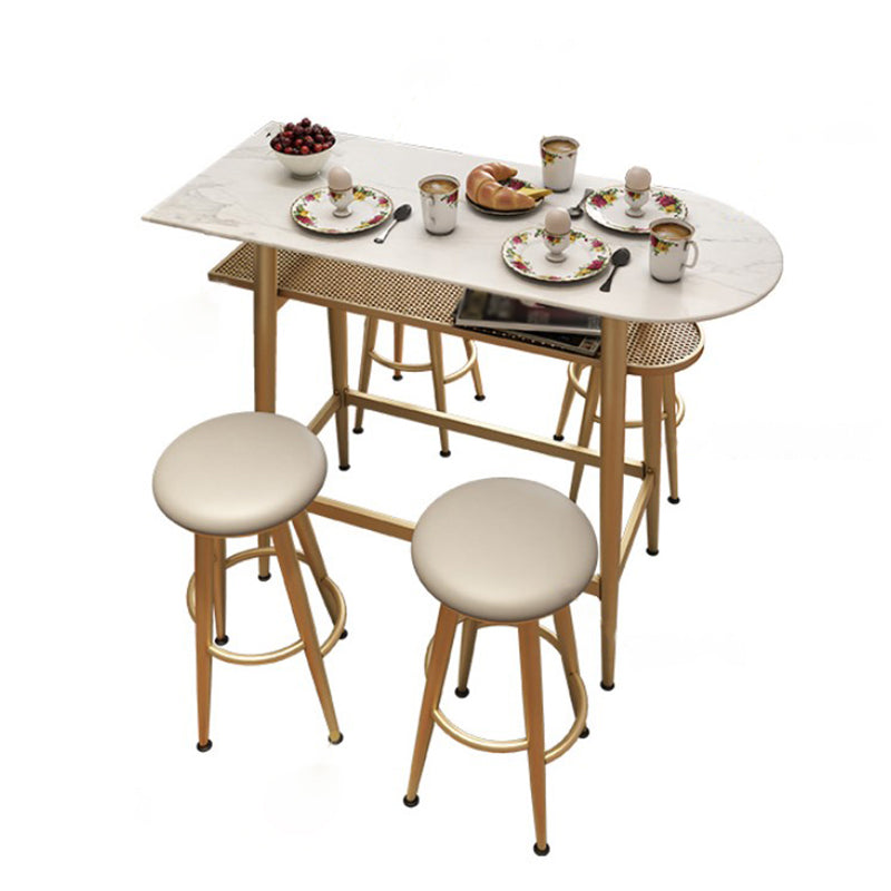 Dining Room Stone Top Counter Table Metal 4 Legs Glam Style Bar Table, Only Table Clearhalo 'Bar Furniture' 'Bar Tables' 'bar_tables' 'furn' 'furn_bar_tables' 'Furniture' 'furniture_bar_tables' 'Kitchen & Dining Furniture' 4423086