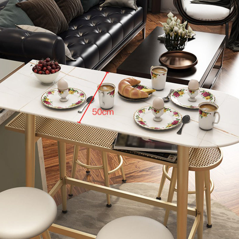 Dining Room Stone Top Counter Table Metal 4 Legs Glam Style Bar Table, Only Table Clearhalo 'Bar Furniture' 'Bar Tables' 'bar_tables' 'furn' 'furn_bar_tables' 'Furniture' 'furniture_bar_tables' 'Kitchen & Dining Furniture' 4423088