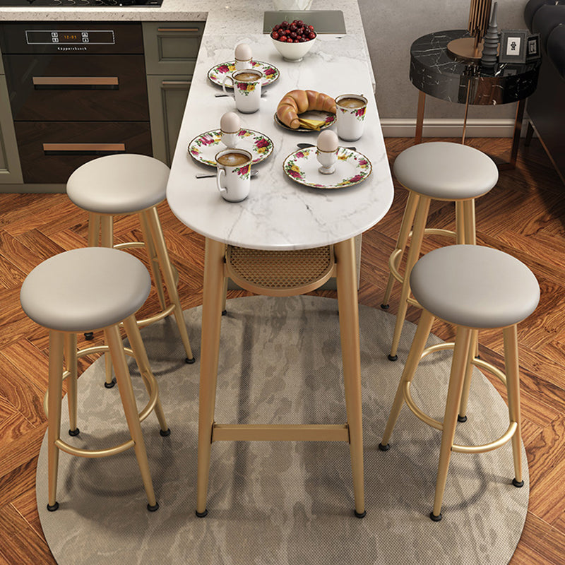 Dining Room Stone Top Counter Table Metal 4 Legs Glam Style Bar Table, Only Table Clearhalo 'Bar Furniture' 'Bar Tables' 'bar_tables' 'furn' 'furn_bar_tables' 'Furniture' 'furniture_bar_tables' 'Kitchen & Dining Furniture' 4423091
