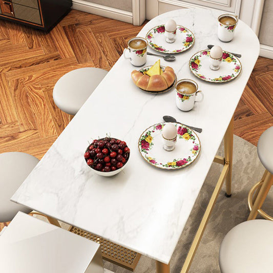 Dining Room Stone Top Counter Table Metal 4 Legs Glam Style Bar Table, Only Table Clearhalo 'Bar Furniture' 'Bar Tables' 'bar_tables' 'furn' 'furn_bar_tables' 'Furniture' 'furniture_bar_tables' 'Kitchen & Dining Furniture' 4423092