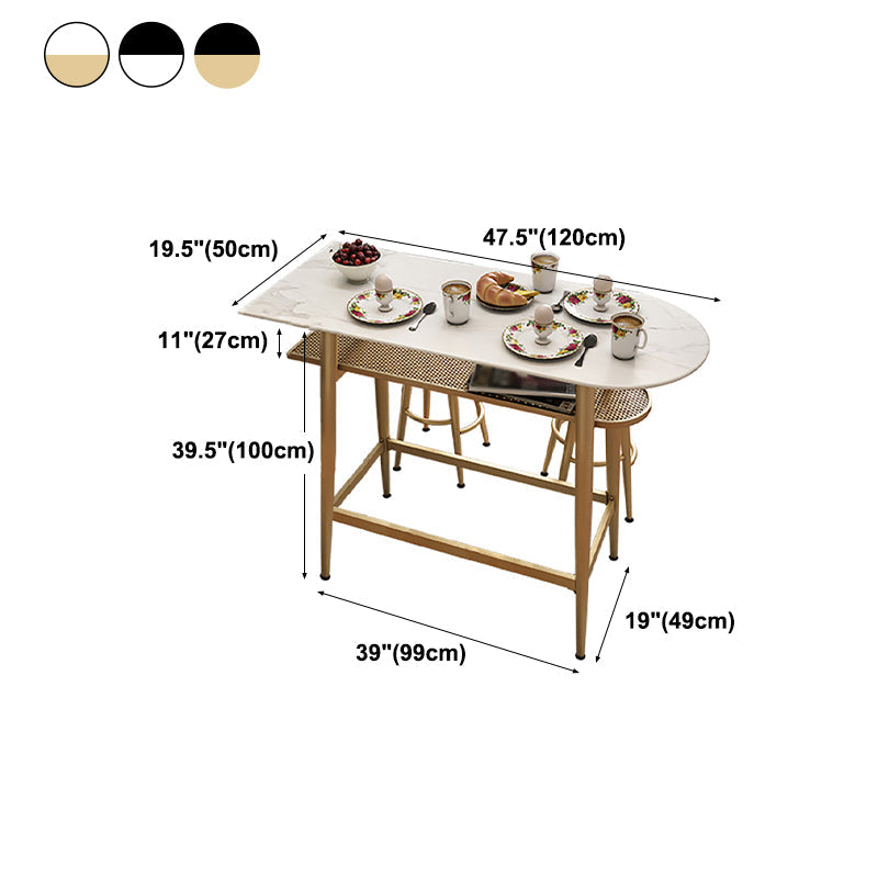 Dining Room Stone Top Counter Table Metal 4 Legs Glam Style Bar Table, Only Table Clearhalo 'Bar Furniture' 'Bar Tables' 'bar_tables' 'furn' 'furn_bar_tables' 'Furniture' 'furniture_bar_tables' 'Kitchen & Dining Furniture' 4423093