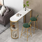 Glam Faux Marble Bistro Table Indoor Iron Double Pedestal Bar Dining Table with 2-Shelf Clearhalo 'Bar Furniture' 'Bar Tables' 'bar_tables' 'furn' 'furn_bar_tables' 'Furniture' 'furniture_bar_tables' 'Kitchen & Dining Furniture' 4423106