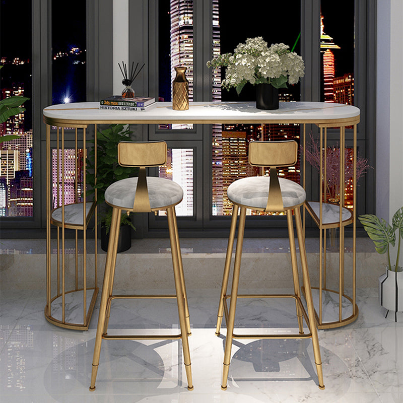 Glam Style Bar Table Stone Oval Top Pub Table with Cabinet for Dining Room Clearhalo 'Bar Furniture' 'Bar Tables' 'bar_tables' 'furn' 'furn_bar_tables' 'Furniture' 'furniture_bar_tables' 'Kitchen & Dining Furniture' 4423162