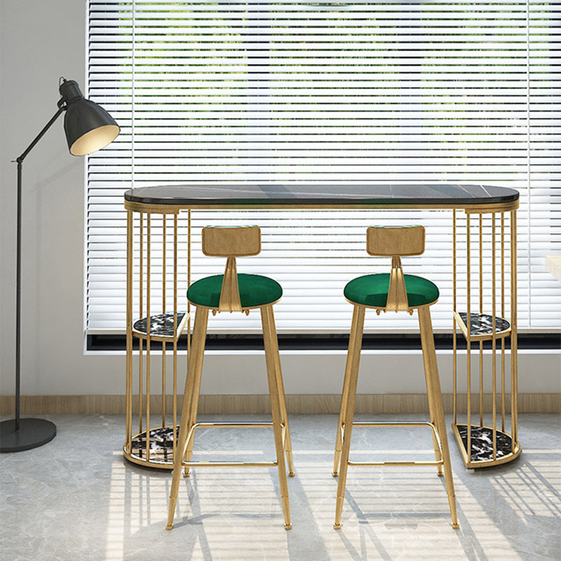 Glam Style Bar Table Stone Oval Top Pub Table with Cabinet for Dining Room Clearhalo 'Bar Furniture' 'Bar Tables' 'bar_tables' 'furn' 'furn_bar_tables' 'Furniture' 'furniture_bar_tables' 'Kitchen & Dining Furniture' 4423163