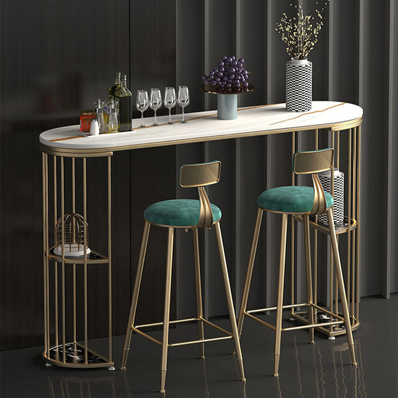 Glam Style Bar Table Stone Oval Top Pub Table with Cabinet for Dining Room Clearhalo 'Bar Furniture' 'Bar Tables' 'bar_tables' 'furn' 'furn_bar_tables' 'Furniture' 'furniture_bar_tables' 'Kitchen & Dining Furniture' 4423165