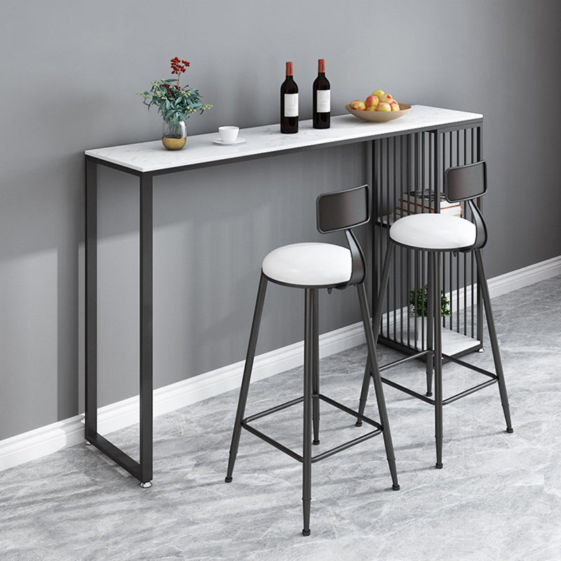 Artificial Marble Top Bar Table 42-inch Height Industrial Bistro Table for Restaurant 70.9"L x 15.7"W x 41.3"H Black Without Chairs Clearhalo 'Bar Furniture' 'Bar Tables' 'bar_tables' 'furn' 'furn_bar_tables' 'Furniture' 'furniture_bar_tables' 'Kitchen & Dining Furniture' 4423193