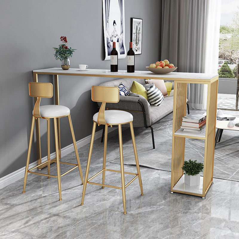 Artificial Marble Top Bar Table 42-inch Height Industrial Bistro Table for Restaurant 70.9"L x 15.7"W x 41.3"H Gold Without Chairs Clearhalo 'Bar Furniture' 'Bar Tables' 'bar_tables' 'furn' 'furn_bar_tables' 'Furniture' 'furniture_bar_tables' 'Kitchen & Dining Furniture' 4423195