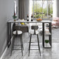 Artificial Marble Top Bar Table 42-inch Height Industrial Bistro Table for Restaurant 63"L x 15.7"W x 41.3"H Black Without Chairs Clearhalo 'Bar Furniture' 'Bar Tables' 'bar_tables' 'furn' 'furn_bar_tables' 'Furniture' 'furniture_bar_tables' 'Kitchen & Dining Furniture' 4423196