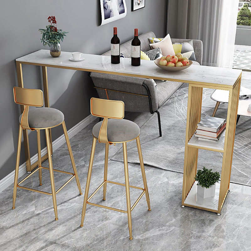 Artificial Marble Top Bar Table 42-inch Height Industrial Bistro Table for Restaurant Clearhalo 'Bar Furniture' 'Bar Tables' 'bar_tables' 'furn' 'furn_bar_tables' 'Furniture' 'furniture_bar_tables' 'Kitchen & Dining Furniture' 4423203