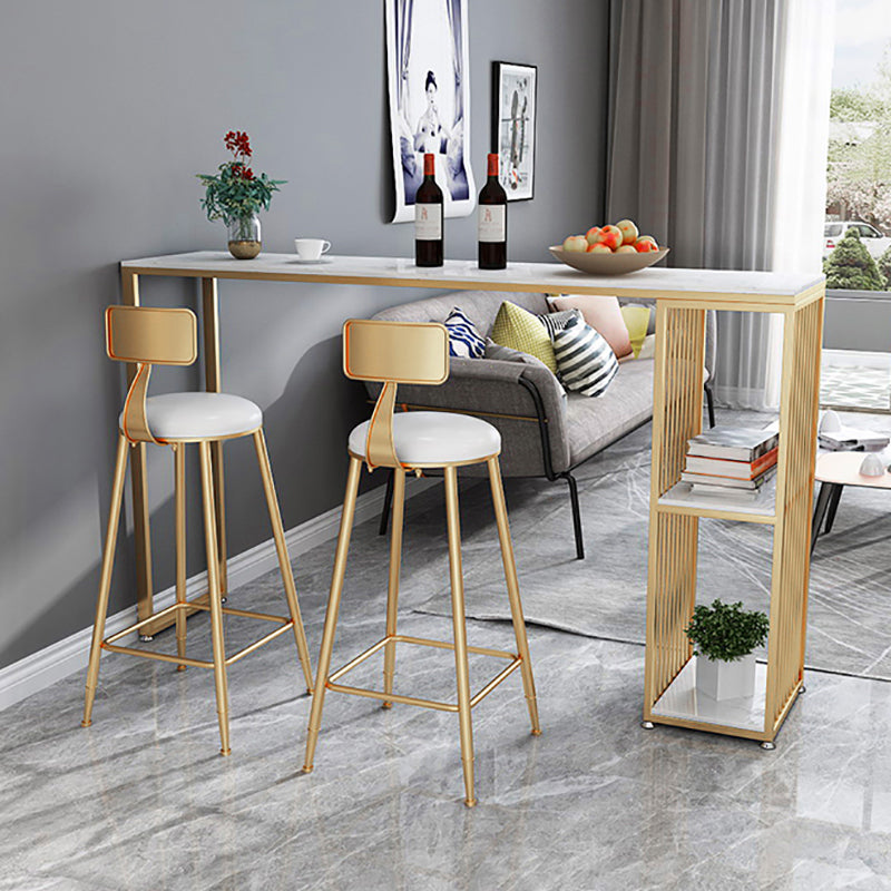 Artificial Marble Top Bar Table 42-inch Height Industrial Bistro Table for Restaurant Clearhalo 'Bar Furniture' 'Bar Tables' 'bar_tables' 'furn' 'furn_bar_tables' 'Furniture' 'furniture_bar_tables' 'Kitchen & Dining Furniture' 4423204