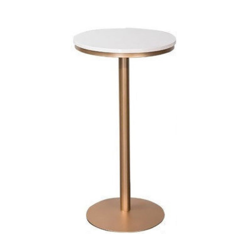 Glam White Faux Marble Pub Bar Table Indoor Iron Bar Dining Table with Single Pedestal Round Without Chairs Clearhalo 'Bar Furniture' 'Bar Tables' 'bar_tables' 'furn' 'furn_bar_tables' 'Furniture' 'furniture_bar_tables' 'Kitchen & Dining Furniture' 4423212