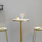 Glam White Faux Marble Pub Bar Table Indoor Iron Bar Dining Table with Single Pedestal Clearhalo 'Bar Furniture' 'Bar Tables' 'bar_tables' 'furn' 'furn_bar_tables' 'Furniture' 'furniture_bar_tables' 'Kitchen & Dining Furniture' 4423214