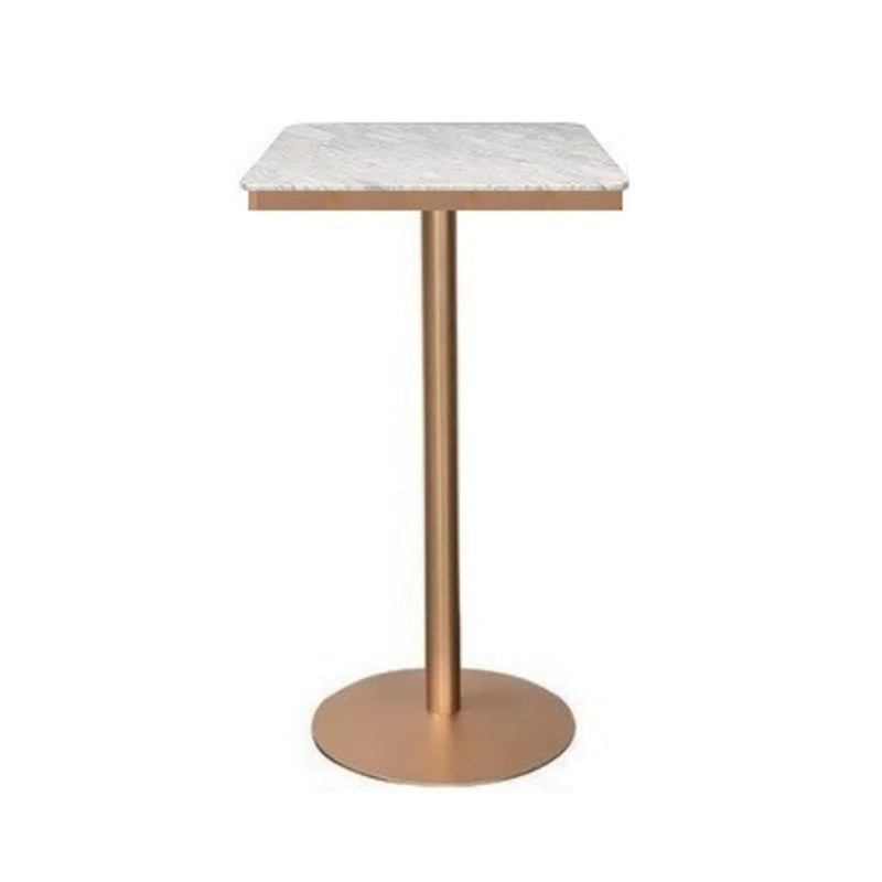 Glam White Faux Marble Pub Bar Table Indoor Iron Bar Dining Table with Single Pedestal Square Without Chairs Clearhalo 'Bar Furniture' 'Bar Tables' 'bar_tables' 'furn' 'furn_bar_tables' 'Furniture' 'furniture_bar_tables' 'Kitchen & Dining Furniture' 4423216