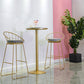 Glam White Faux Marble Pub Bar Table Indoor Iron Bar Dining Table with Single Pedestal Clearhalo 'Bar Furniture' 'Bar Tables' 'bar_tables' 'furn' 'furn_bar_tables' 'Furniture' 'furniture_bar_tables' 'Kitchen & Dining Furniture' 4423219