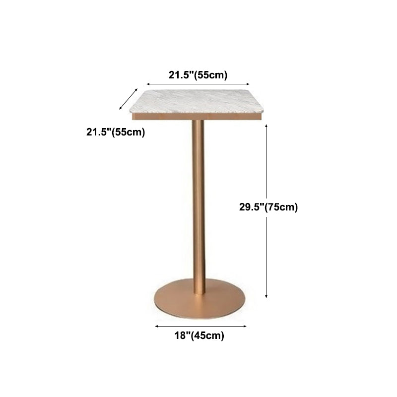 Glam White Faux Marble Pub Bar Table Indoor Iron Bar Dining Table with Single Pedestal Clearhalo 'Bar Furniture' 'Bar Tables' 'bar_tables' 'furn' 'furn_bar_tables' 'Furniture' 'furniture_bar_tables' 'Kitchen & Dining Furniture' 4423220
