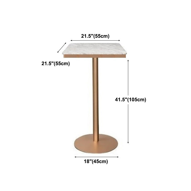 Glam White Faux Marble Pub Bar Table Indoor Iron Bar Dining Table with Single Pedestal Clearhalo 'Bar Furniture' 'Bar Tables' 'bar_tables' 'furn' 'furn_bar_tables' 'Furniture' 'furniture_bar_tables' 'Kitchen & Dining Furniture' 4423222
