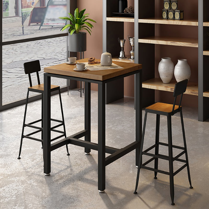 Industrial Wood Indoor Pub Bar Table Black Iron Bar Dining Table with 4-Prong Pedestal 23.6"L x 23.6"W x 41.3"H Without Chairs Clearhalo 'Bar Furniture' 'Bar Tables' 'bar_tables' 'furn' 'furn_bar_tables' 'Furniture' 'furniture_bar_tables' 'Kitchen & Dining Furniture' 4423226