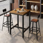 Industrial Wood Indoor Pub Bar Table Black Iron Bar Dining Table with 4-Prong Pedestal 27.6"L x 27.6"W x 41.3"H Without Chairs Clearhalo 'Bar Furniture' 'Bar Tables' 'bar_tables' 'furn' 'furn_bar_tables' 'Furniture' 'furniture_bar_tables' 'Kitchen & Dining Furniture' 4423227