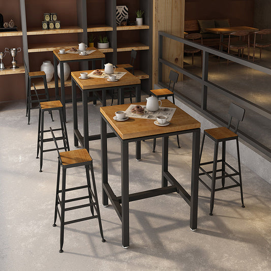 Industrial Wood Indoor Pub Bar Table Black Iron Bar Dining Table with 4-Prong Pedestal Clearhalo 'Bar Furniture' 'Bar Tables' 'bar_tables' 'furn' 'furn_bar_tables' 'Furniture' 'furniture_bar_tables' 'Kitchen & Dining Furniture' 4423229