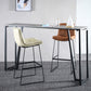 Industrial Grey Stone Pub Bar Table Indoor Iron Bar Dining Table with Double Pedestal Clearhalo 'Bar Furniture' 'Bar Tables' 'bar_tables' 'furn' 'furn_bar_tables' 'Furniture' 'furniture_bar_tables' 'Kitchen & Dining Furniture' 4423257