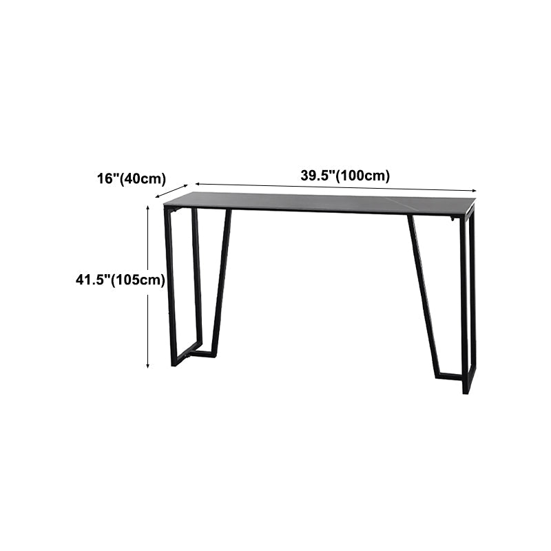 Industrial Grey Stone Pub Bar Table Indoor Iron Bar Dining Table with Double Pedestal Clearhalo 'Bar Furniture' 'Bar Tables' 'bar_tables' 'furn' 'furn_bar_tables' 'Furniture' 'furniture_bar_tables' 'Kitchen & Dining Furniture' 4423270