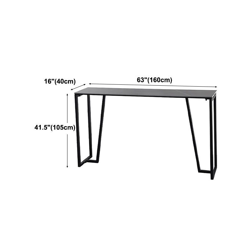 Industrial Grey Stone Pub Bar Table Indoor Iron Bar Dining Table with Double Pedestal Clearhalo 'Bar Furniture' 'Bar Tables' 'bar_tables' 'furn' 'furn_bar_tables' 'Furniture' 'furniture_bar_tables' 'Kitchen & Dining Furniture' 4423273