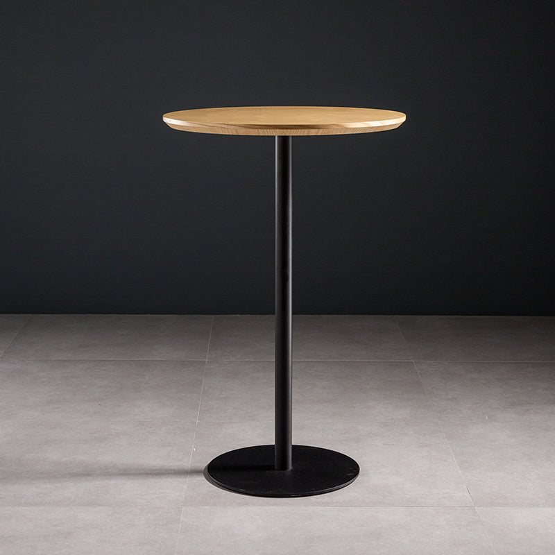 Industrial Round Wood Indoor Pub Bar Table Steel Single Pedestal Bar Dining Table Black Natural Clearhalo 'Bar Furniture' 'Bar Tables' 'bar_tables' 'furn' 'furn_bar_tables' 'Furniture' 'furniture_bar_tables' 'Kitchen & Dining Furniture' 4423277