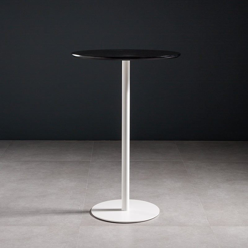 Industrial Round Wood Indoor Pub Bar Table Steel Single Pedestal Bar Dining Table White Black Clearhalo 'Bar Furniture' 'Bar Tables' 'bar_tables' 'furn' 'furn_bar_tables' 'Furniture' 'furniture_bar_tables' 'Kitchen & Dining Furniture' 4423282