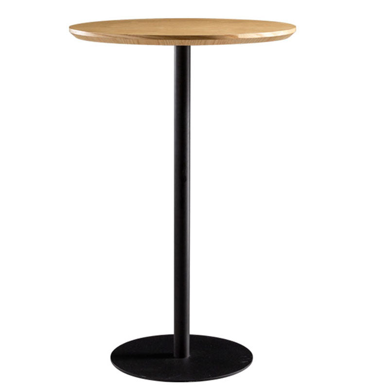 Industrial Round Wood Indoor Pub Bar Table Steel Single Pedestal Bar Dining Table Clearhalo 'Bar Furniture' 'Bar Tables' 'bar_tables' 'furn' 'furn_bar_tables' 'Furniture' 'furniture_bar_tables' 'Kitchen & Dining Furniture' 4423284