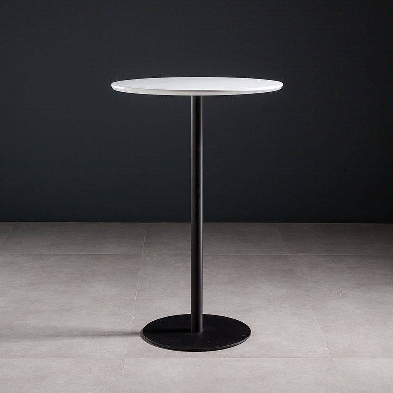 Industrial Round Wood Indoor Pub Bar Table Steel Single Pedestal Bar Dining Table Black White Clearhalo 'Bar Furniture' 'Bar Tables' 'bar_tables' 'furn' 'furn_bar_tables' 'Furniture' 'furniture_bar_tables' 'Kitchen & Dining Furniture' 4423285