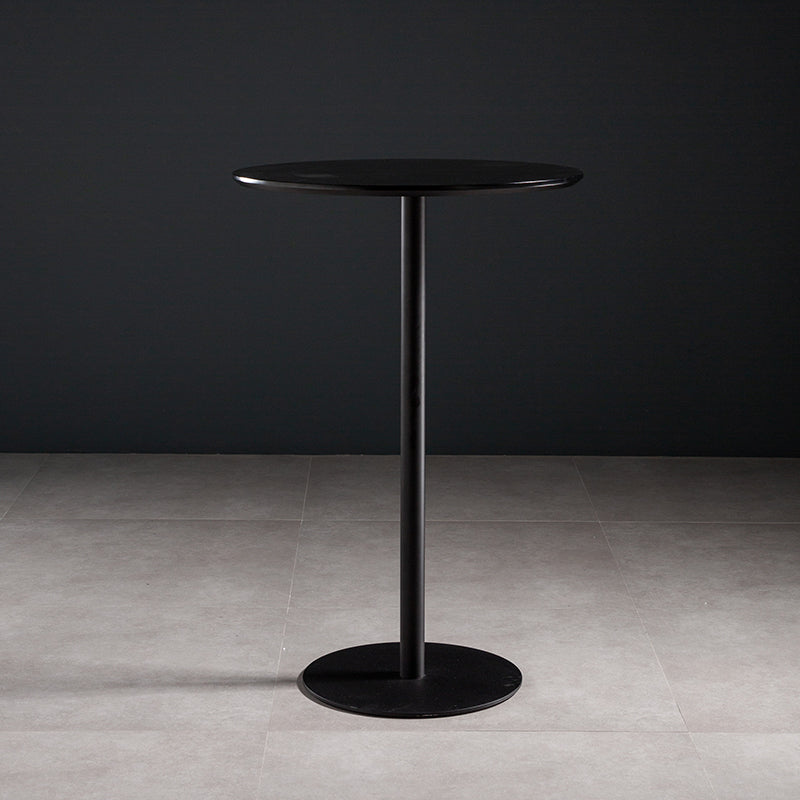 Industrial Round Wood Indoor Pub Bar Table Steel Single Pedestal Bar Dining Table Black Black Clearhalo 'Bar Furniture' 'Bar Tables' 'bar_tables' 'furn' 'furn_bar_tables' 'Furniture' 'furniture_bar_tables' 'Kitchen & Dining Furniture' 4423287