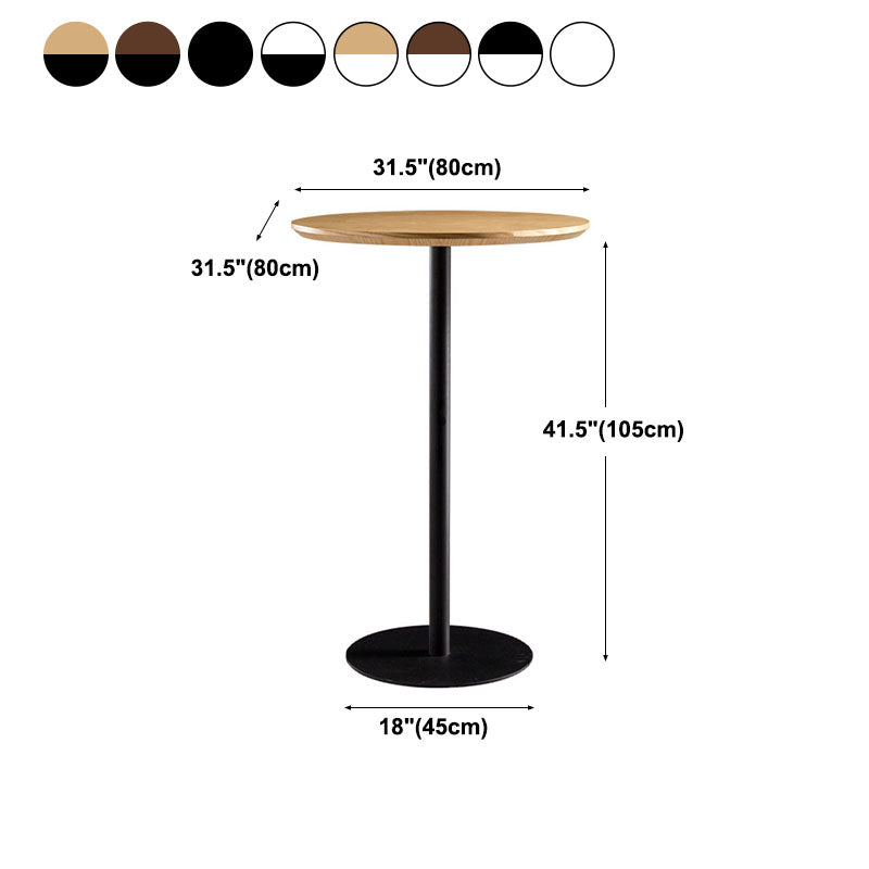 Industrial Round Wood Indoor Pub Bar Table Steel Single Pedestal Bar Dining Table Clearhalo 'Bar Furniture' 'Bar Tables' 'bar_tables' 'furn' 'furn_bar_tables' 'Furniture' 'furniture_bar_tables' 'Kitchen & Dining Furniture' 4423298