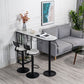 Glam Faux Marble Bistro Table Indoor Iron Double Pedestal Bar Dining Table with 3-Shelf 78.7"L x 15.7"W x 41.3"H Black Without Chairs Clearhalo 'Bar Furniture' 'Bar Tables' 'bar_tables' 'furn' 'furn_bar_tables' 'Furniture' 'furniture_bar_tables' 'Kitchen & Dining Furniture' 4423299