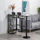 Glam Faux Marble Bistro Table Indoor Iron Double Pedestal Bar Dining Table with 3-Shelf 70.9"L x 15.7"W x 41.3"H Black Without Chairs Clearhalo 'Bar Furniture' 'Bar Tables' 'bar_tables' 'furn' 'furn_bar_tables' 'Furniture' 'furniture_bar_tables' 'Kitchen & Dining Furniture' 4423301