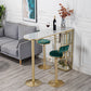 Glam Faux Marble Bistro Table Indoor Iron Double Pedestal Bar Dining Table with 3-Shelf Clearhalo 'Bar Furniture' 'Bar Tables' 'bar_tables' 'furn' 'furn_bar_tables' 'Furniture' 'furniture_bar_tables' 'Kitchen & Dining Furniture' 4423310